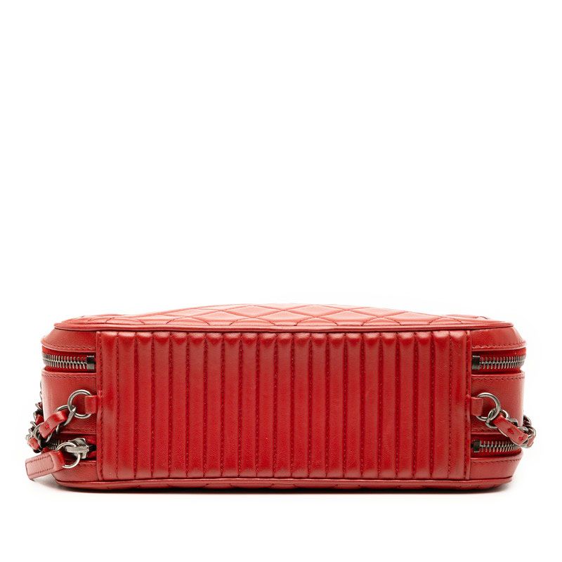 Chanel Quilted Coco Boy Chain Shoulder Bag Red Lambskin — view 3