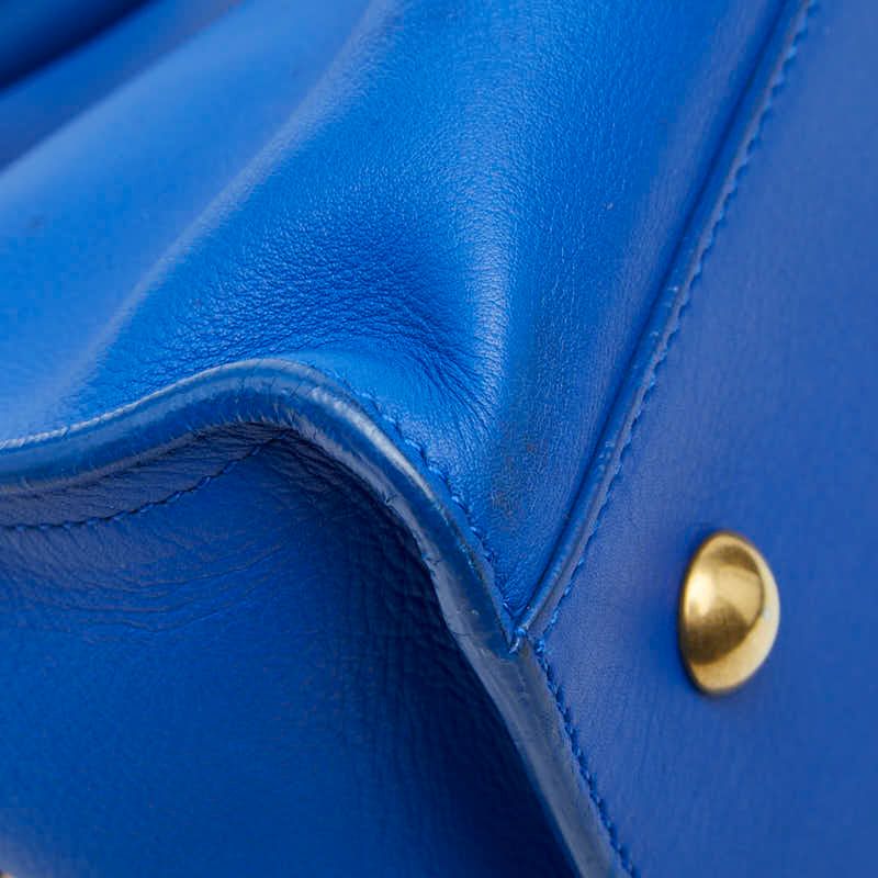 Saint Laurent Line Petit Cabas 2-Way Shoulder Bag Blue Leather — view 5