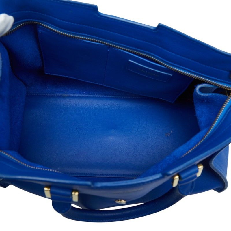 Saint Laurent Line Petit Cabas 2-Way Shoulder Bag Blue Leather — view 8