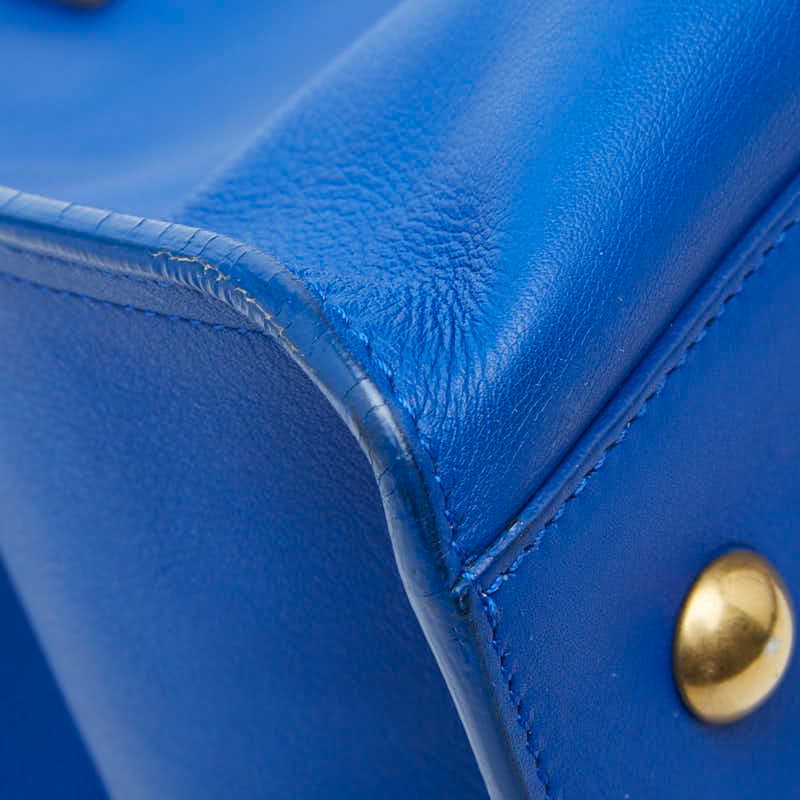 Saint Laurent Line Petit Cabas 2-Way Shoulder Bag Blue Leather — view 7