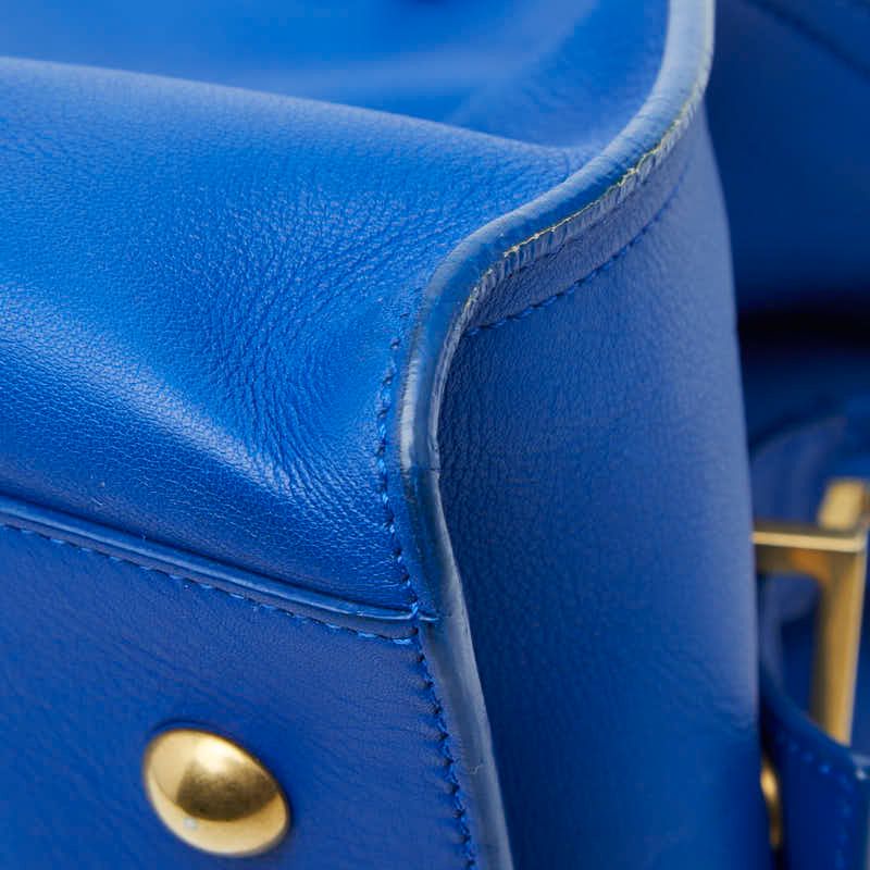 Saint Laurent Line Petit Cabas 2-Way Shoulder Bag Blue Leather — view 6