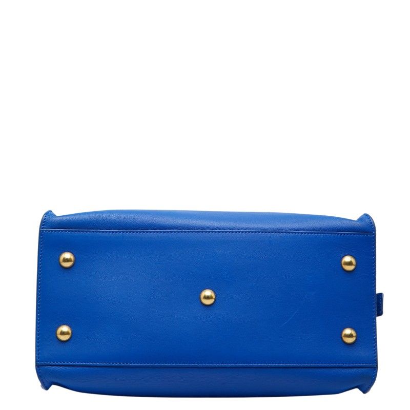 Saint Laurent Line Petit Cabas 2-Way Shoulder Bag Blue Leather — view 3