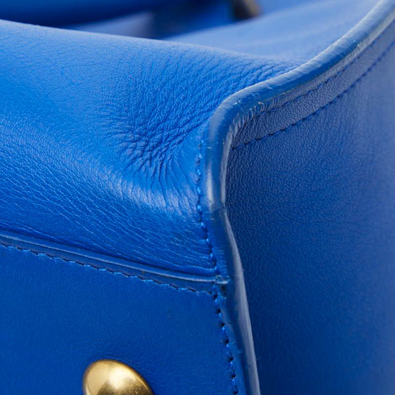 Saint Laurent Line Petit Cabas 2-Way Shoulder Bag Blue Leather — view 4