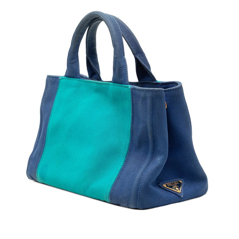 Prada Canapa Mini Shoulder Bag Blue Green Canvas — view 2
