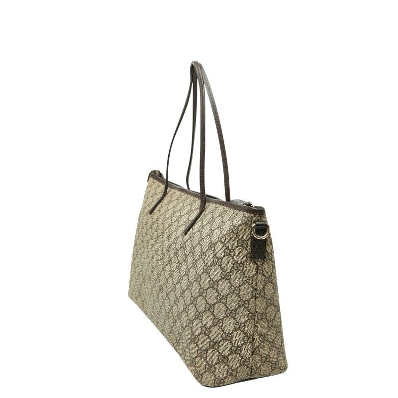Gucci GG Supreme Tote Bag Beige Brown Leather — view 2