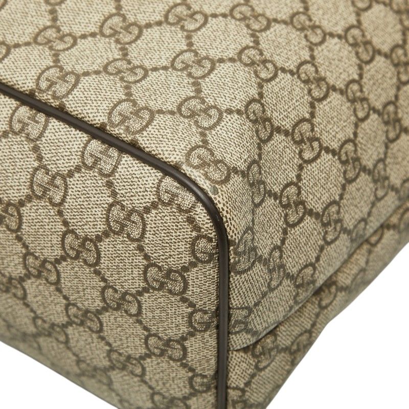 Gucci GG Supreme Tote Bag Beige Brown Leather — view 6