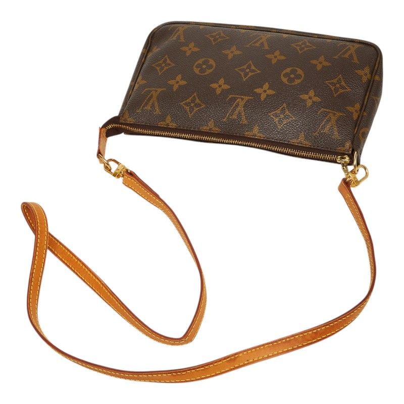 Louis Vuitton Monogram Pochette Soir Shoulder Bag Brown Leather — view 8