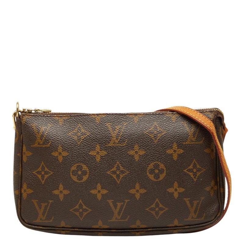 Louis Vuitton Monogram Pochette Soir Shoulder Bag Brown Leather