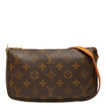 Louis Vuitton Monogram Pochette Soir Shoulder Bag Brown Leather