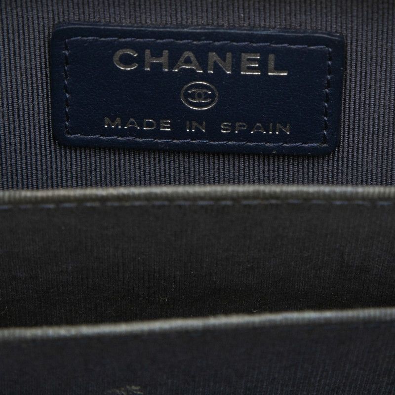Chanel Quilted CC Logo Coin Purse Navy Caviar Leather — view 5