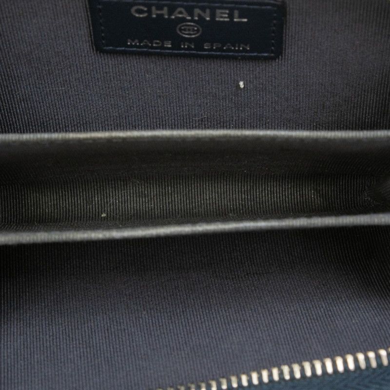 Chanel Quilted CC Logo Coin Purse Navy Caviar Leather — view 4