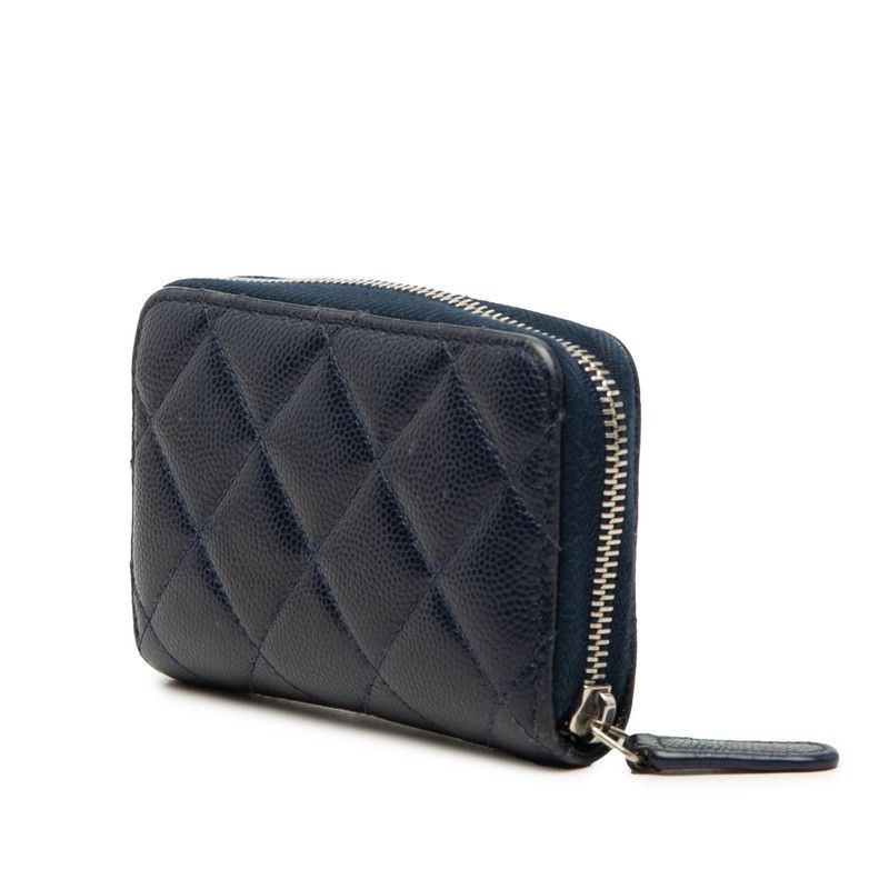 Chanel Quilted CC Logo Coin Purse Navy Caviar Leather — view 2
