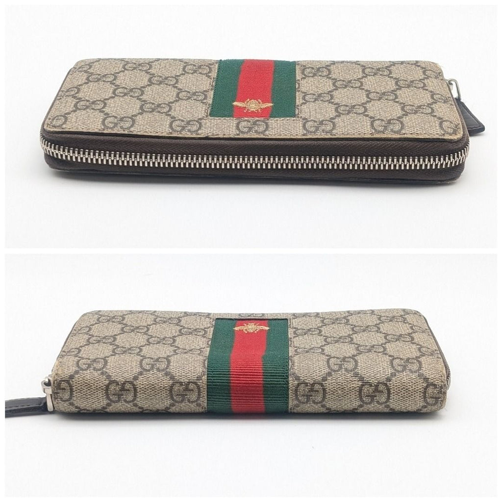 Gucci GG Supreme Sherry Line Bee Zip Around Wallet — view 3