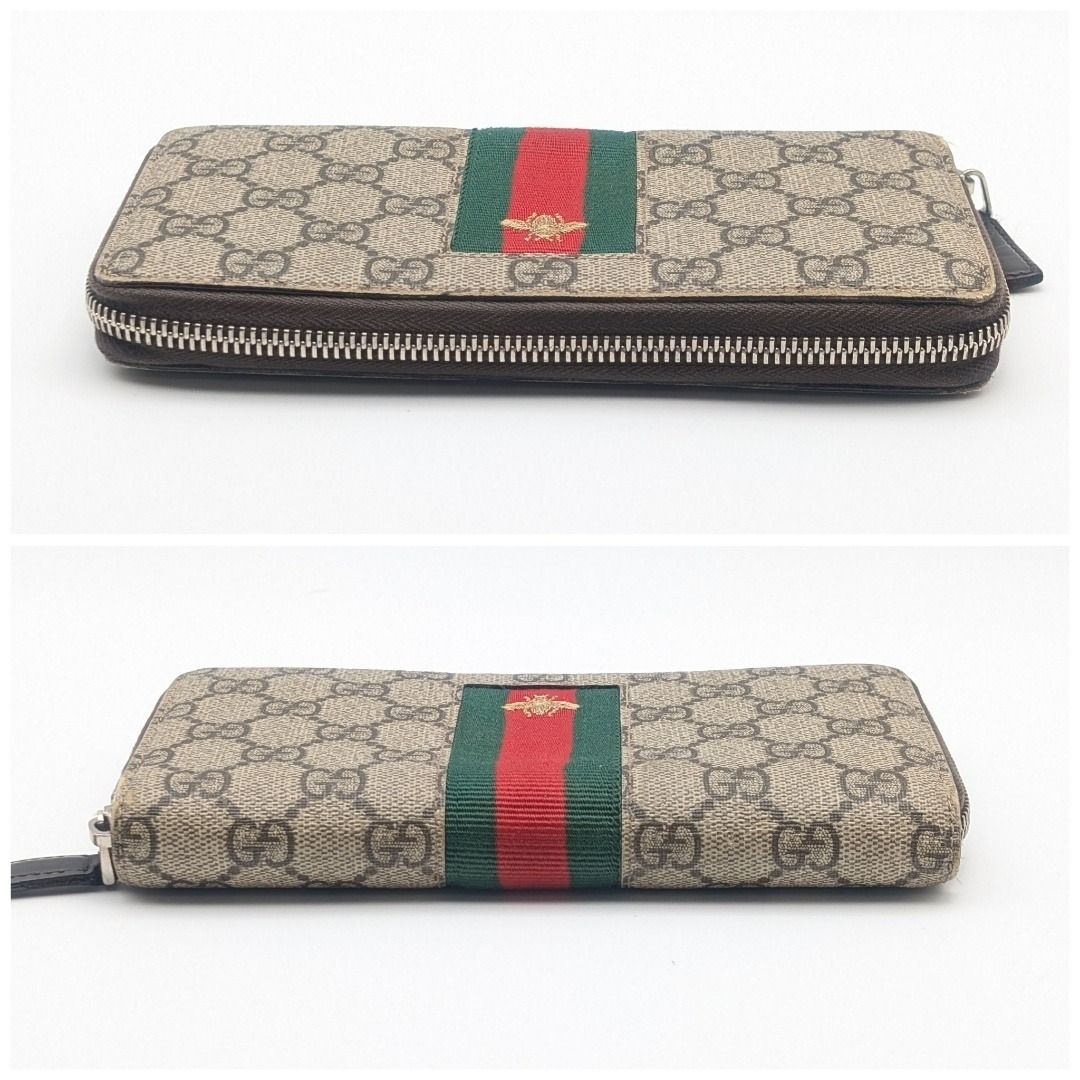 Gucci GG Supreme Sherry Line Bee Zip Around Wallet — view 3