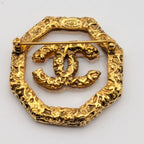 Chanel Brooch CC Logo Lava Gold Clear Vintage — view 3