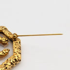 Chanel Brooch CC Logo Lava Gold Clear Vintage — view 6