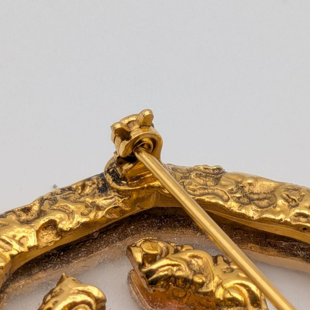 Chanel Brooch CC Logo Lava Gold Clear Vintage — view 5
