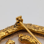 Chanel Brooch CC Logo Lava Gold Clear Vintage — view 5
