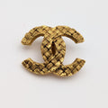 Chanel CC Logo Mesh Braided Pattern Gold Single Earrings First Era Vintage