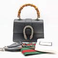 Gucci Bamboo Dionysus Leather Rhinestone 2-Way Shoulder Bag Black