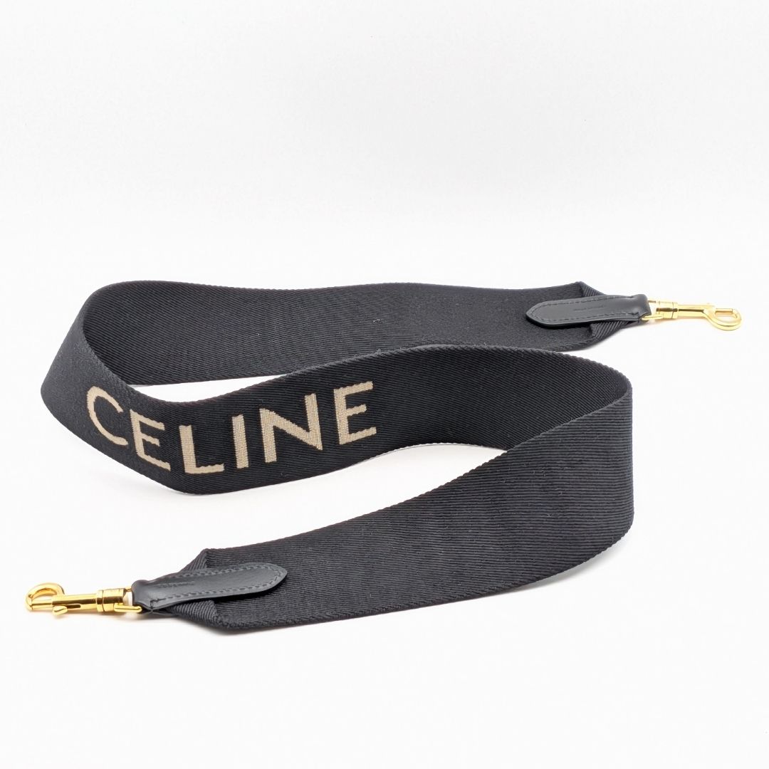 Celine Shoulder Strap Jacquard Logo Leather Black Gold Not Adjustable — view 8