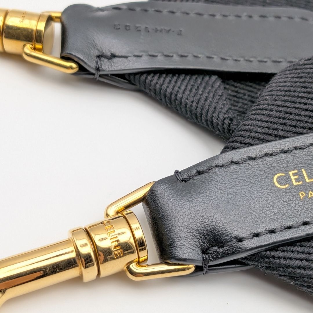 Celine Shoulder Strap Jacquard Logo Leather Black Gold Not Adjustable — view 3