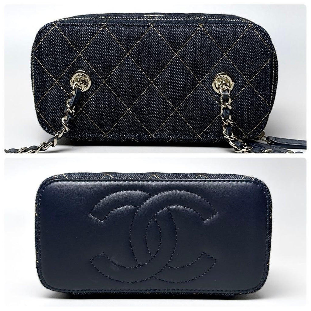Chanel Quilted Vanity Case Denim Chain Shoulder Bag — view 5