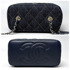 Chanel Quilted Vanity Case Denim Chain Shoulder Bag — view 5