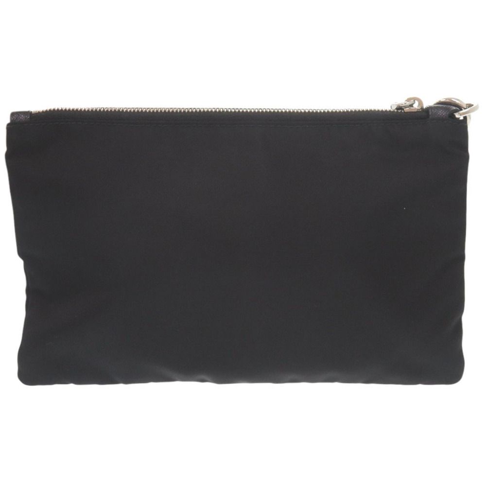 Prada Triangle Logo Nylon Black Clutch — view 2