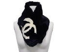 Chanel Big CC Logo Rabbit Neck Warmer Scarf Black White — view 8
