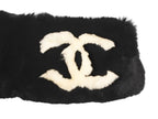 Chanel Big CC Logo Rabbit Neck Warmer Scarf Black White — view 3