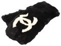 Chanel Big CC Logo Rabbit Neck Warmer Scarf Black White