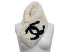 Chanel Big CC Logo Rabbit Neck Warmer Scarf Black White — view 8