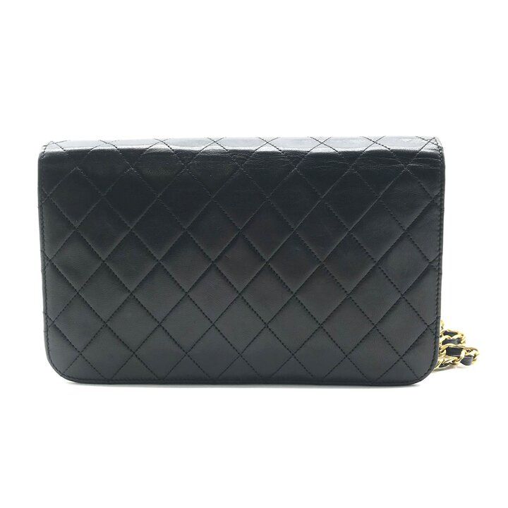 Chanel CC Logo Quilted Push Lock Leather Vintage Chain Shoulder Bag Black — view 3