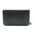 Chanel CC Logo Quilted Push Lock Leather Vintage Chain Shoulder Bag Black — view 3