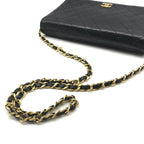 Chanel CC Logo Quilted Push Lock Leather Vintage Chain Shoulder Bag Black — view 7