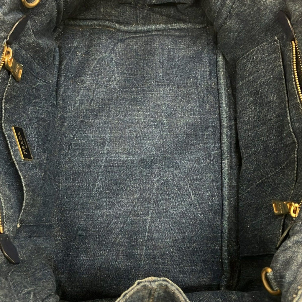 Prada Tote Bag Canapa Navy — view 7