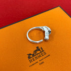 Hermes Vintage Cheval Hose Ring 925 Sterling Silver