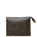 Louis Vuitton Monogram Poche Toilette 26 Clutch Pouch Brown Leather