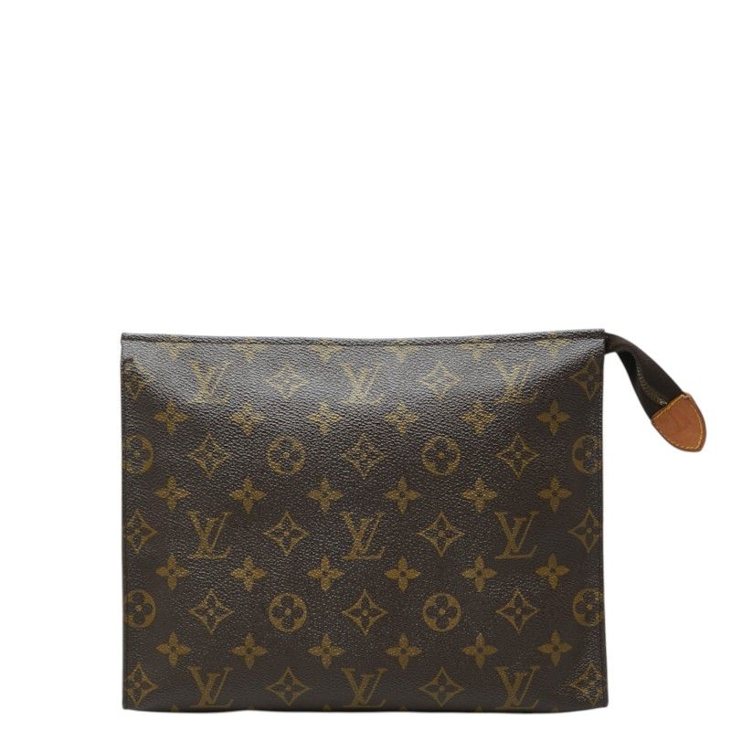Louis Vuitton Monogram Poche Toilette 26 Clutch Pouch Brown Leather