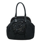 Prada Evening Heart Handbag Black Nylon Leather Bijou