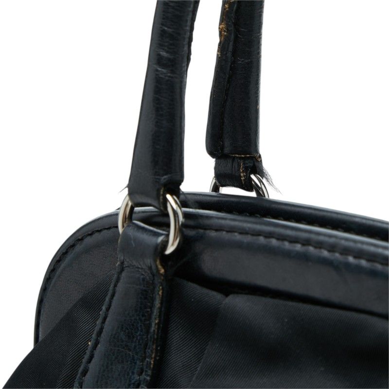 Prada Evening Heart Handbag Black Nylon Leather Bijou — view 8