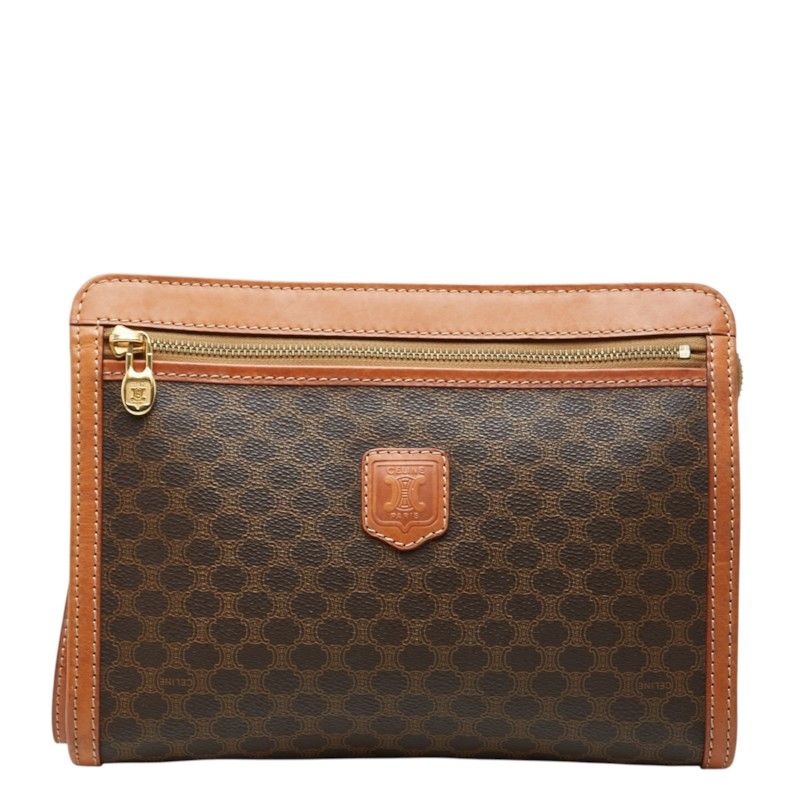 Celine Macadam Clutch Brown Leather
