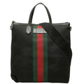 Gucci Sherry Line Tote Shoulder Bag 2-Way Black Canvas Leather