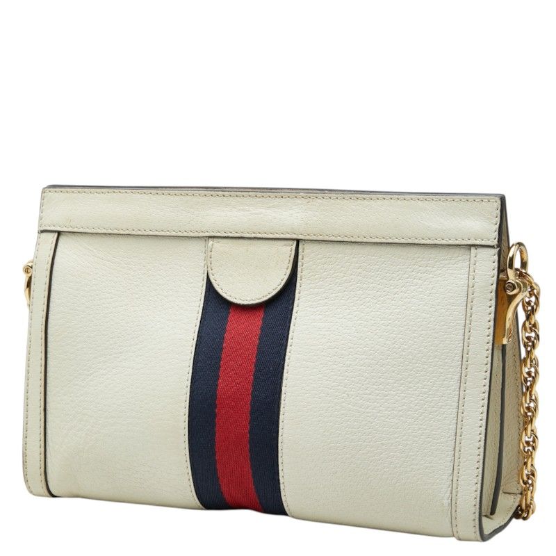 Gucci Ophidia Sherry Line GG Logo Chain Shoulder Bag Ivory Leather — view 2