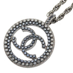 Chanel CC Logo Round Chain Pendant Black Metal