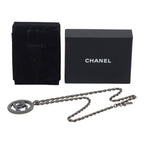 Chanel CC Logo Round Chain Pendant Black Metal — view 8