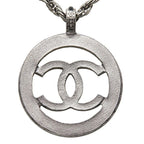 Chanel CC Logo Round Chain Pendant Black Metal — view 3