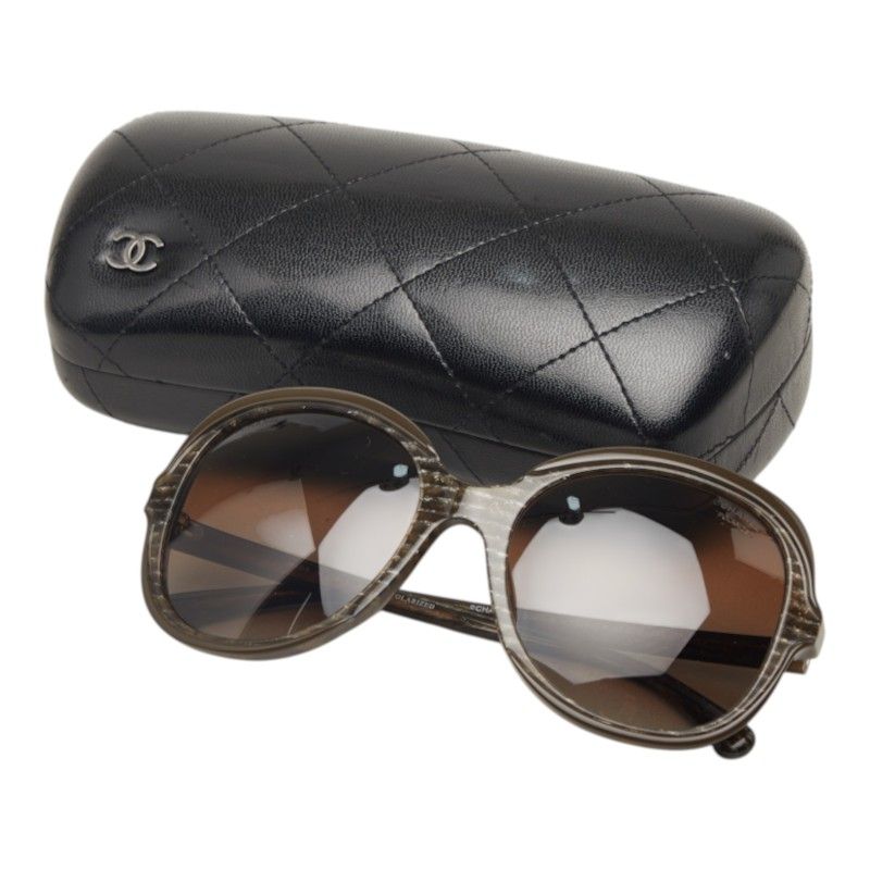 Chanel CC Logo Sunglasses Brown Acetate Eyewear — view 7