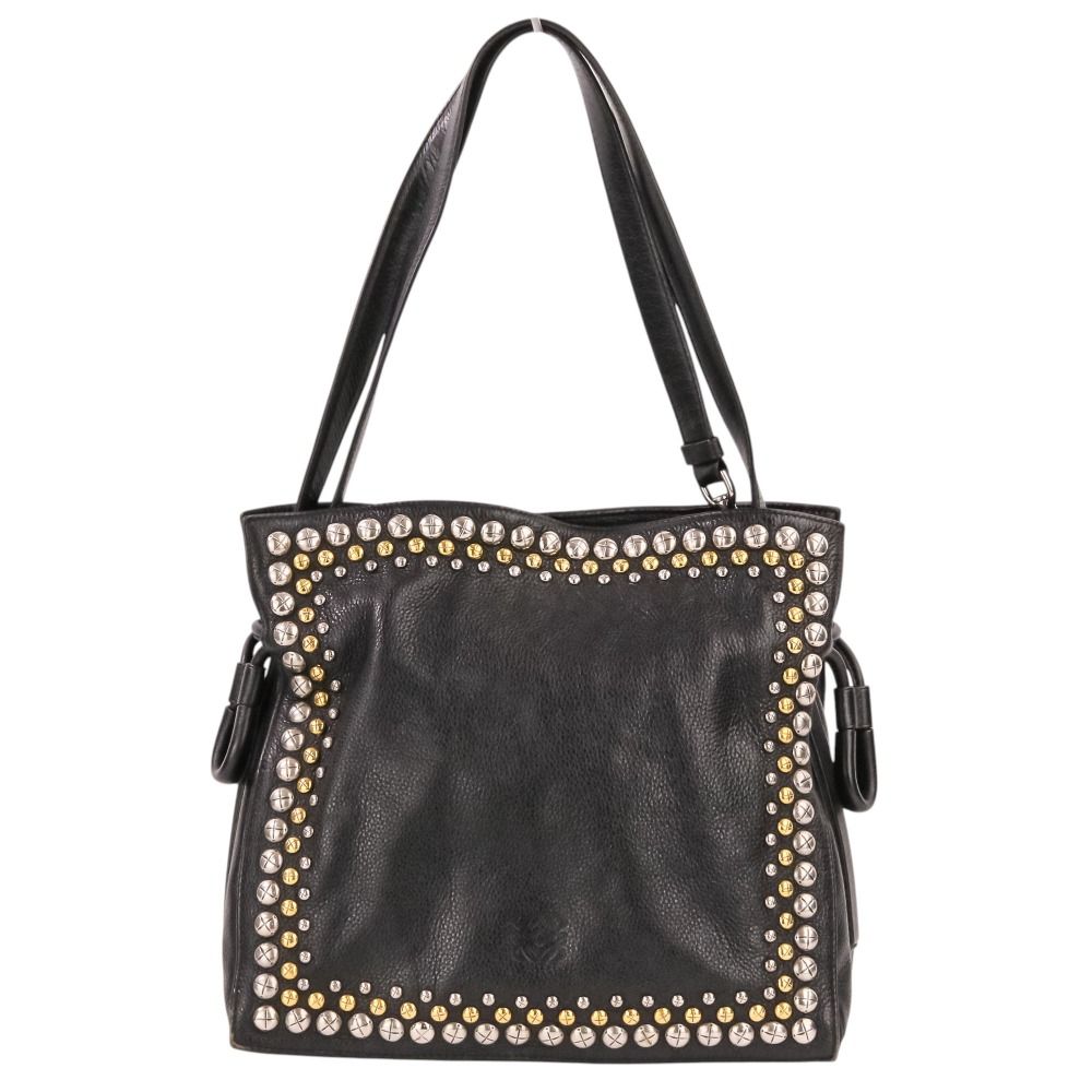 Loewe Flamenco Studs Leather Shoulder Bag Black — view 2